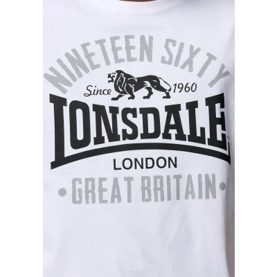 Imagen de Lonsdale Normale Passform Kilchoan Camiseta estampada, Hombre, Talla: Large, White black grey