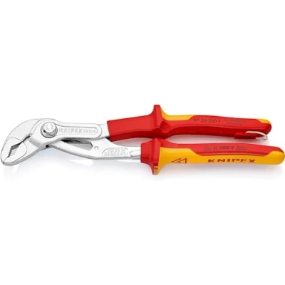 Imagen de Knipex Cobra® VDE Tenaza para bombas de agua, aislada cromado, homologado por VDE; con anilla fijación e integrada colocar una protección anticaída 250 mm 87 26 T