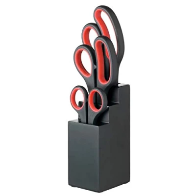 Imagen de KitchenCraft Juego de Tijeras Cocina con Bloque Almacenaje, Color Negro, 3 Piezas