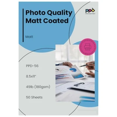 Imagen de PPD A4 x 100 Hojas de Papel Fotográfico Mate Calidad Profesional, 170 g/m2 y Secado Instantáneo, para Todas Impresoras Inyección Tinta Inkjet ¡Paquete Ahorros! 56