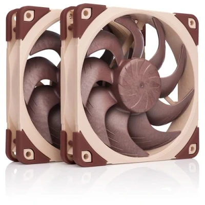 Imagen de Noctua NF A12x25 G2 PWM Sx2 PP, Set de Dos Ventiladores para Aplicaciones Entrada/Salida que Funcionan Simultáneamente (Marrón)