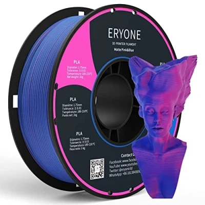 Imagen de ERYONE Matte Dual Color PLA Filament 1.75 mm for 3D Printers,Accuracy +/ 0.03 mm,1kg/Spool,Matte Pink&amp;Blue