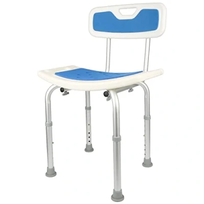Imagen de Silla para Ducha Ortopédica Taburete Baño con Respaldo Asiento Regulable en Altura Personas Mayores Antideslizante Ducha,51x26x71 83cm