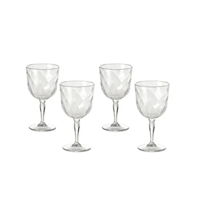 Imagen de Omada Design Set de 4 copas vino plástico, 27.5 cl, Made in Italy, apto para lavavajillas, Diamond Line
