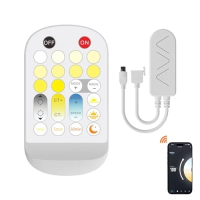 Imagen de PAUTIX Smart WIFI Bluetooth Control Tuya de 2.4 GHz para Tiras led CCT COB, Inteligente Compatible con Alexa Google Home Assistant APP DC12V DC24V strip