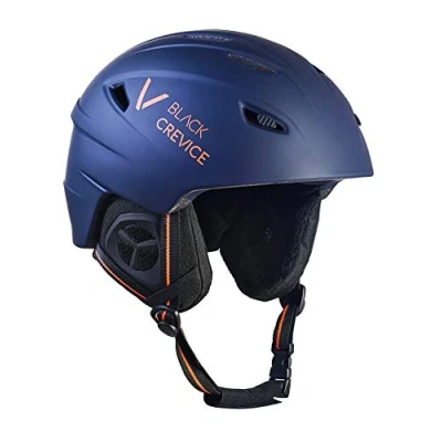 Imagen de BLACK CREVICE Casco de esquí Streif I a Prueba Golpes con diseño Deportivo Unisex Snowboard Ventilación Activa Talla Ajustable (XS, Azul Marino/Naranja Mate)