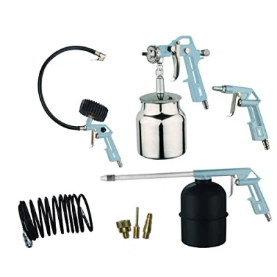 Imagen de ABAC Kit de herramientas neumáticas 8 piezas G 810AL BL(Inflador neumáticos con manómetro+Pistola Pulverizadora Pintura 850ml+Pistola aire+Pistola lavado 900ml+Manguera en espiral+3 puntas