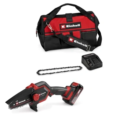 Imagen de Einhell Batería Motosierra GE PS 18/15 Li Bag Kit Power X Change (18 V, Brushless, Longitud de sierra: 12,5 cm, incluye 2,5 Ah Batería, cargador, cadena repuesto, bolsa 45/29)
