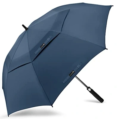 Imagen de ZOMAKE Paraguas Golf Antiviento Automatico 54 Pulgadas,Extra Grande Paragua Resistente con Doble Toldo Venteado Impermeable A Prueba de Viento Palo para Hombre Mujer(Azul)