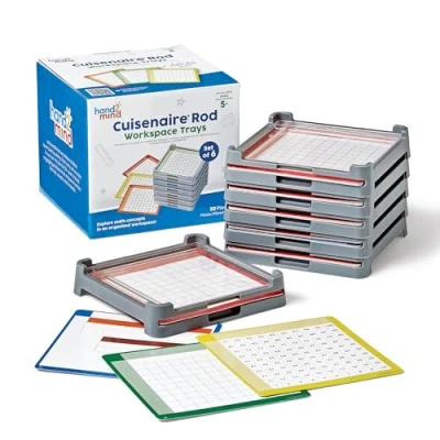 Imagen de Learning Resources Juego de 6 bandejas varillas Cuisenaire, 5+, solo incluye y tapetes actividades, elementos esenciales para clase profesores