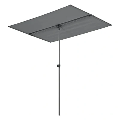 Imagen de Sombrilla para Terraza Parasol Plana Rectangular Inclinable Ajustable 180 x 130 cm Aluminio con Poliéster Impermeable Gris
