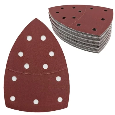 Imagen de 50 unidades de papel lija triangular, 11 agujeros, almohadillas lijado grano 240, para lijadora 155 x 108 mm