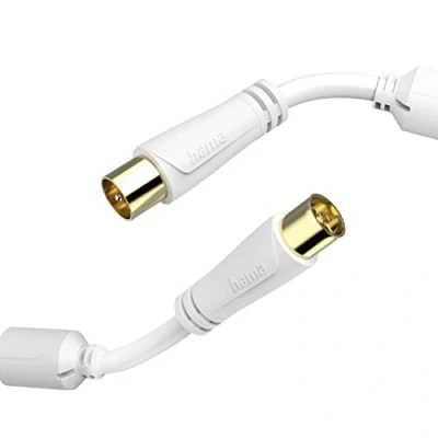 Imagen de Cable de antena Hama 00205246, 100 dB, 9.5 mm, 1.5 m, Dorado, Triple blindaje, Blanco