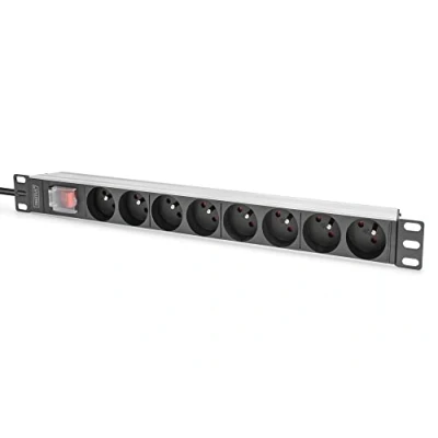 Imagen de DIGITUS Regleta 19&quot; 8 tomas 1U Versión francesa 250VAC 50/60Hz 16A 4000W Con interruptor