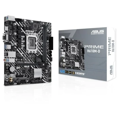 Imagen de ASUS PRIME H610M D Placa base micro ATX Intel H610 (LGA 1700), DDR5, PCIe 4.0, ranura M.2, Realtek 1 Gb Ethernet, HDMITM/VGA, USB 3.2 Gen 1, SATA 6 Gbps, puerto COM, cabezal RGB