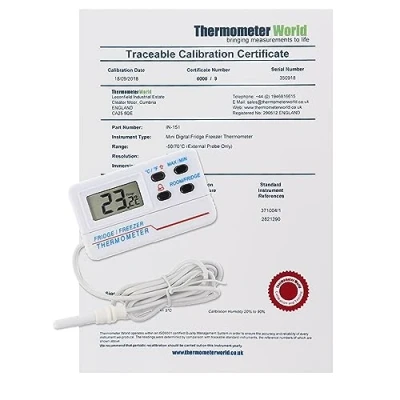 Imagen de Termómetro digital calibrado para frigorífico y congelador con certificado de calibración rastreable 2 puntos