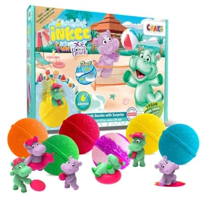 Imagen de INKEE Caja Regalo Sorpresa De Bombas Baño Fun Beach, Contiene 6 Con En El Interior, Juguetes Hipopótamo