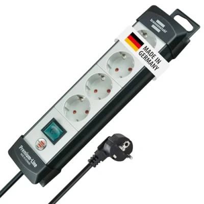 Imagen de Brennenstuhl Premium Line regleta de enchufes con 4 tomas corriente (cable 1,8m, interruptor, montable, Made in Germany) negro/gris