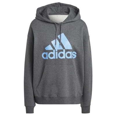 Imagen de adidas Mujer Essentials Big Logo Sudadera con capucha, Dark Grey Heather/Blue Fusion, XS