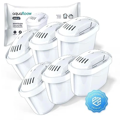 Imagen de Aquafloow Maxi Set De 6x Cartuchos Filtro Agua Adecuado Para Todas Las Jarras BRITA y DAFI Con Filtros UNIMAX Compatible Maxtra+, Style, Marella, Elemaris, XL, Fun