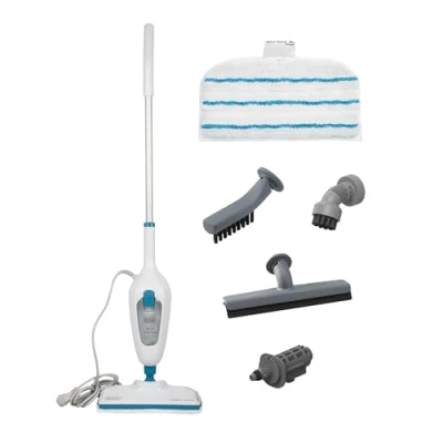 Imagen de BLACK+DECKER Mopa a Vapor 5 en 1, Potencia 1300 W, Capacidad 350 ml, Inalámbrica, Cabezal Giratorio 180º, Incluye Almohadilla de Microfibra y Varios Accesorios FSMH13E5 QS