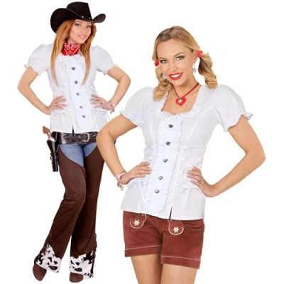 Imagen de W WIDMANN MILANO Party Fashion Blusa, blanca, blusa tradicional, bávara, camisa de señora, vaquera, sheriff