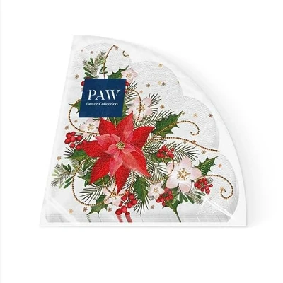 Imagen de PAW Servilletas de Papel 3 Capas (32 cm Diámetro) 12 Unidades Navidad con motivos invernales y navideños Ideales para la mesa festiva Color: Poinsettia Composition