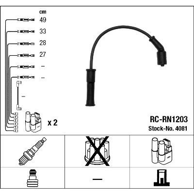 Imagen de NGK 4081 Juego de Cables Encendido 4 RENAULT: CLIO 2, Megane 1, Scenic