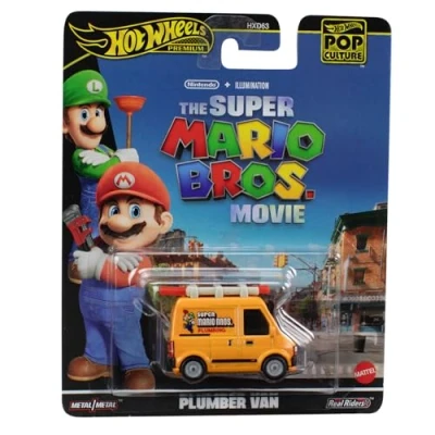 Imagen de Hot Wheels Super Mario Bros Modelo de la película DieCast Furgón Plumber Van escala 1/64 longitud 5 cm HXF03