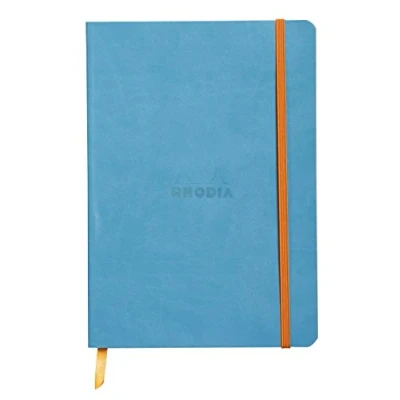 Imagen de RHODIA 117407C Carnet Souple Turquoise A5 Ligné 160 pages Papier Clairefontaine Ivoire 90 g/m² Marque Page, Fermeture Élastique Couverture Simili Cuir Collection Rhodiarama