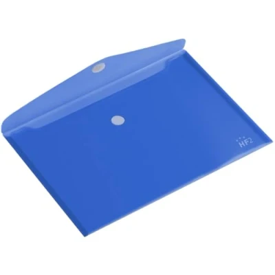 Imagen de HF2 190126 Carpetas sobres A4 (Pack de 10) en PP translúcido para documentos, con cierre velcro, diseño horizontal Azul
