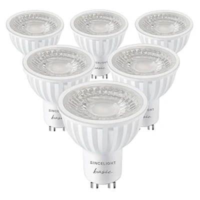 Imagen de SINCELIGHT GU10 Bombilla LED 38 Reflector, 6W, RA≈92, Blanco Cálido 2700K, No regulable, 500 Lúmenes Equivalente a 50W Halógeno, Paquete de 6