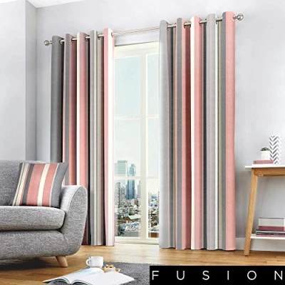 Imagen de Fusion Cojín de Rayas Whitworth, 100% algodón, Forro: 52% poliéster y 48% algodón., ^^, Curtains: 66&quot; Width x 54&quot; Drop (168 137cm)