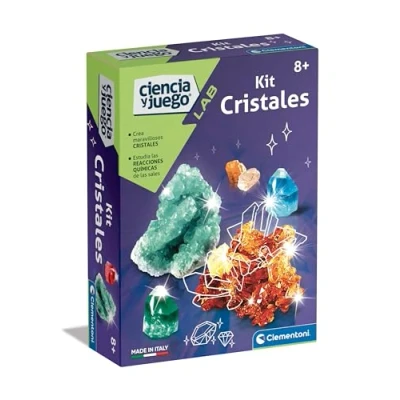 Imagen de Clementoni Kit Cristales 55533 Juego científico y Educativo para Crear Tus Propios de una Forma rápida, Segura Divertida. Juguete en español, a Partir 8 años.