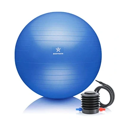 Imagen de BODYMATE Pelota de Ejercicio para Fitnes con Sistema antirreventones bombín Bola Yoga Pilates y Balón Sentarse Balon Fitness