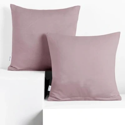 Imagen de 2 Fundas de Almohada 80x80 cm Jersey 100% Algodón Peinado Amber con Cremallera DecoKing