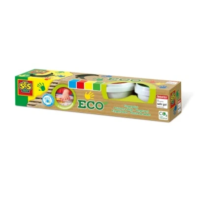 Imagen de SES 24926 Set de Cuatro Pinturas para Dedos ecológicas niños, Multicolor, 4 Unidad (Paquete 1) (24926)