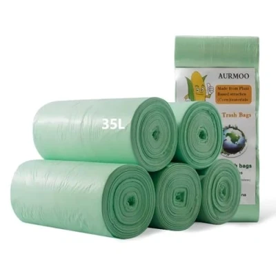 Imagen de AURMOO 110 Bolsas de Basura Orgánica, 35L Bio, Cocina, Bio Bolsa Basura, Residuos Biológicas(W55xH65cm,Verde)