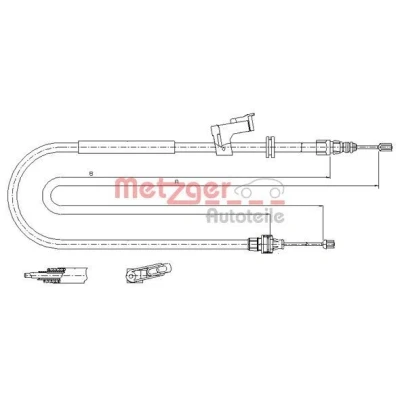 Imagen de METZGER 11.5495 Cable de Freno Mano Atrás derecha 2067/1854 COFLE FORD: S Max Mk1