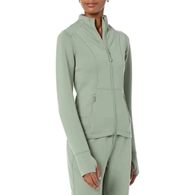 Imagen de Amazon Essentials Chaqueta Deportiva con Cremallera Mujer, Verde Salvia, XL