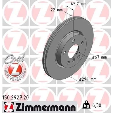 Imagen de ZIMMERMANN COAT Z 150.2927.20 Disco de freno 294 22 6/5 5 112 ventilación interna revestido altamente carbonizado MINI: Hatchback, Clubman