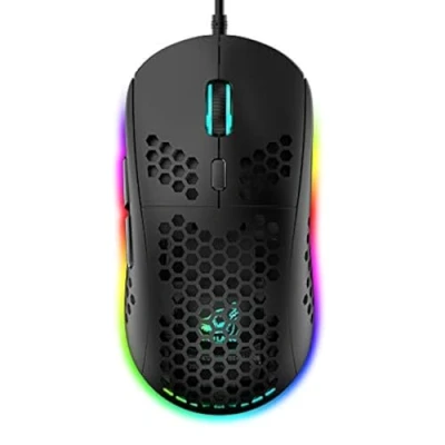 Imagen de Ratón RGB para Juegos Ligero en Forma de Panal, 6 Botones Programables, Modos Retroiluminación y 6400 DPI, USB con Cable, Plug &amp; Play, Compatible Windows, Mac, Laptop, PS4, XBox Negro
