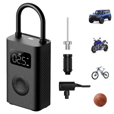 Imagen de HDeye Mijia Compresor de Aire Portátil 2, 0.2 10.3 bar 3 150 Psi, Bomba Eléctrica con Batería 2000 mAh, Carga USB C, Negro