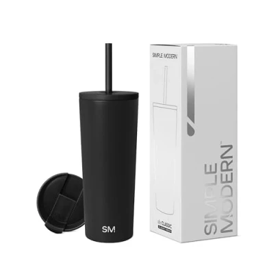 Imagen de Simple Modern Insulated Tumbler Cup with Straw Lid and Flip Reusable Stainless Steel Water Bottle for Cold Brew Tea Iced Coffee Travel Mug Classic Collection 710ml