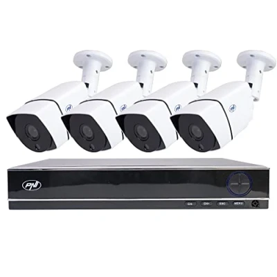 Imagen de Kit Camara de Vigilancia Exterior AHD PNI House PTZ1300 Full HD, Sistema Seguridad NVR y 4 cámaras Exteriores 2MP HD 1080P, Visión Nocturna, Detección Movimiento