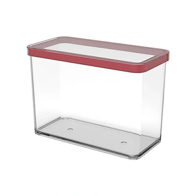 Imagen de Rotho Loft caja de almacenamiento rectangular 2,1 l con tapa y sello, Plástico (SAN) libre BPA, transparente/rojo, 2.1l (20.0 x 10.0 14.2 cm)