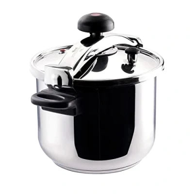 Imagen de Taurus Classic Moments 10L Olla a presión, capacidad 10L, válvula reguladora de toque frío, para todos los fuegos, apto lavavajillas, cierre pomo giratorio, acero inoxidable