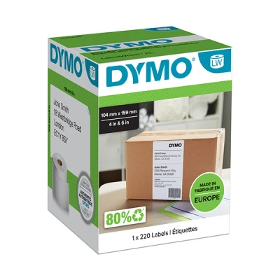 Imagen de DYMO LW etiquetas auténticas extragrandes de envío para la rotuladora LabelWriter 5XL/4XL 104 mm x 159 rollo 220 impresión negra sobre fondo blanco