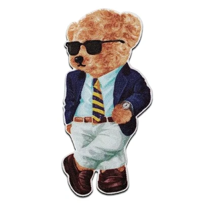 Imagen de Mono Quick Oso con traje animal Parches Termoadhesivos Bordados Aplique Para Ropa, Tamaño: 8,6 x 4,6 cm