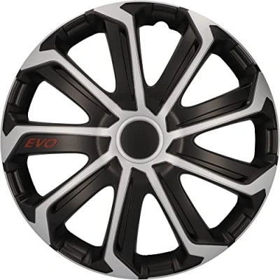 Imagen de cartrend Juego de 4 tapacubos EVO, 14 Pulgadas, para Todo Tipo Llantas Acero, plástico ABS, Resistente a los Impactos, Doble Capa Pintura metálica, se Puede Pintar